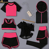 Women's Sexy Bra Hooded Coats Shorts Leggings Yoga Set