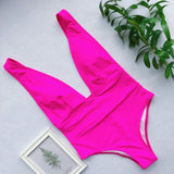 women's Halter neon bikini deep v-neck bathing suit