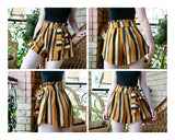 Self Belted Striped Waist Shorts