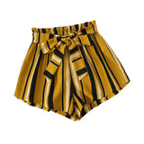 Self Belted Striped Waist Shorts