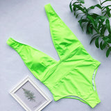 women's Halter neon bikini deep v-neck bathing suit