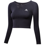 Women's Crop Top Round Collar Long Sleeve Sports Shirt