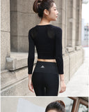 Women's Crop Top Round Collar Long Sleeve Sports Shirt