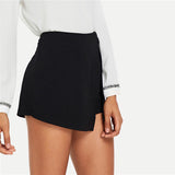 Solid Knot Zipper Women Shorts