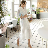 Vintage Hollow-out Lace Women Long Dress