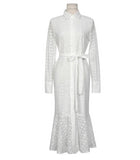 Vintage Hollow-out Lace Women Long Dress