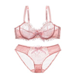 Ultra thin Women Transparent Bra Set