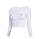 Women's Crop Top Round Collar Long Sleeve Sports Shirt