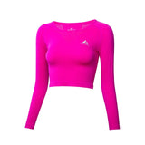 Women's Crop Top Round Collar Long Sleeve Sports Shirt