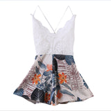 Womens Sexy V Neck Floral Playsuit