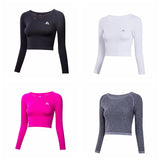 Women's Crop Top Round Collar Long Sleeve Sports Shirt