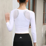 Women's Crop Top Round Collar Long Sleeve Sports Shirt