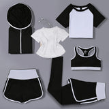 Women's Sexy Bra Hooded Coats Shorts Leggings Yoga Set