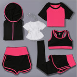 Women's Sexy Bra Hooded Coats Shorts Leggings Yoga Set