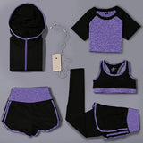 Women's Sexy Bra Hooded Coats Shorts Leggings Yoga Set