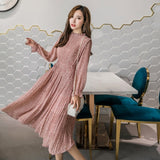 Slim Waist Chiffon A-line Long Dress