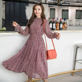 Slim Waist Chiffon A-line Long Dress