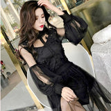 Women's Lantern Sleeve Mesh Dress